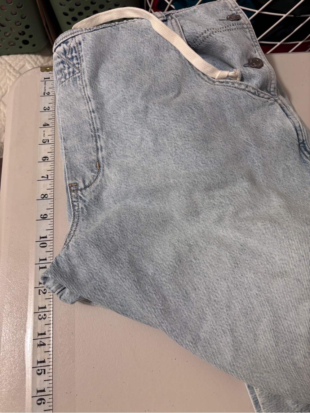 GAP Y2K Baggy Overalls Size Large Light Indigo UltraSoft Denim Jeans Streetwear - Picture 8 of 16